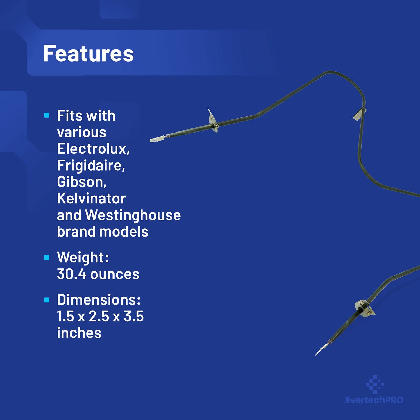 EvertechPRO 5303051519 Oven Bake Element Replacement for Frigidaire Range 316075101 08002858 3051519 3467