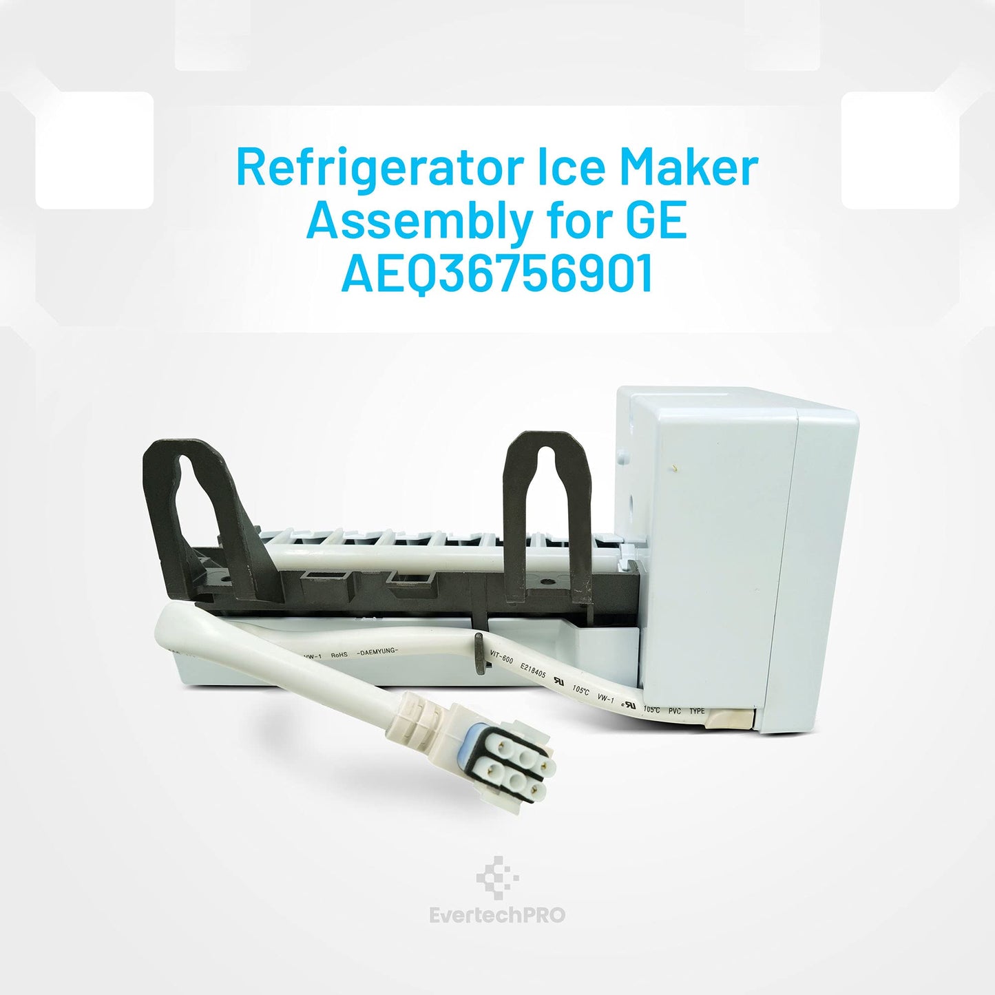 EvertechPRO WR30X10093 Ice Maker Only Without Harness and Without End-Mounted Fill Cups Replacement for GE Refrigerator WR30X10061 WR30X10014 WR30X10012 1399596