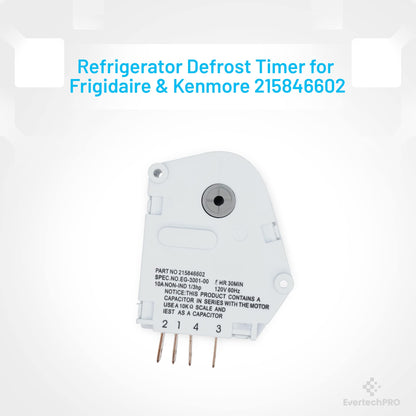 EvertechPRO Refrigerator Defrost Timer for 215846602 5304457327 5300628518 00624728 00626234