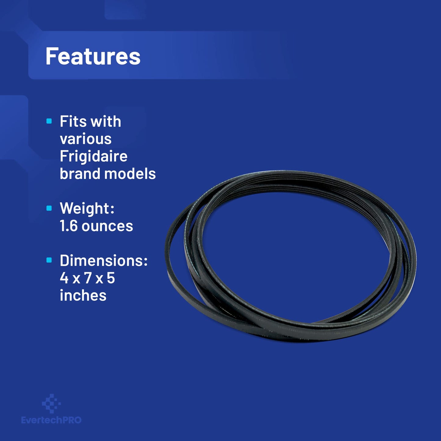 EvertechPRO Dryer Dryer Drum Belt Replacement for Frigidaire 134503600 134163400 1156784 5303283471 AH1148434