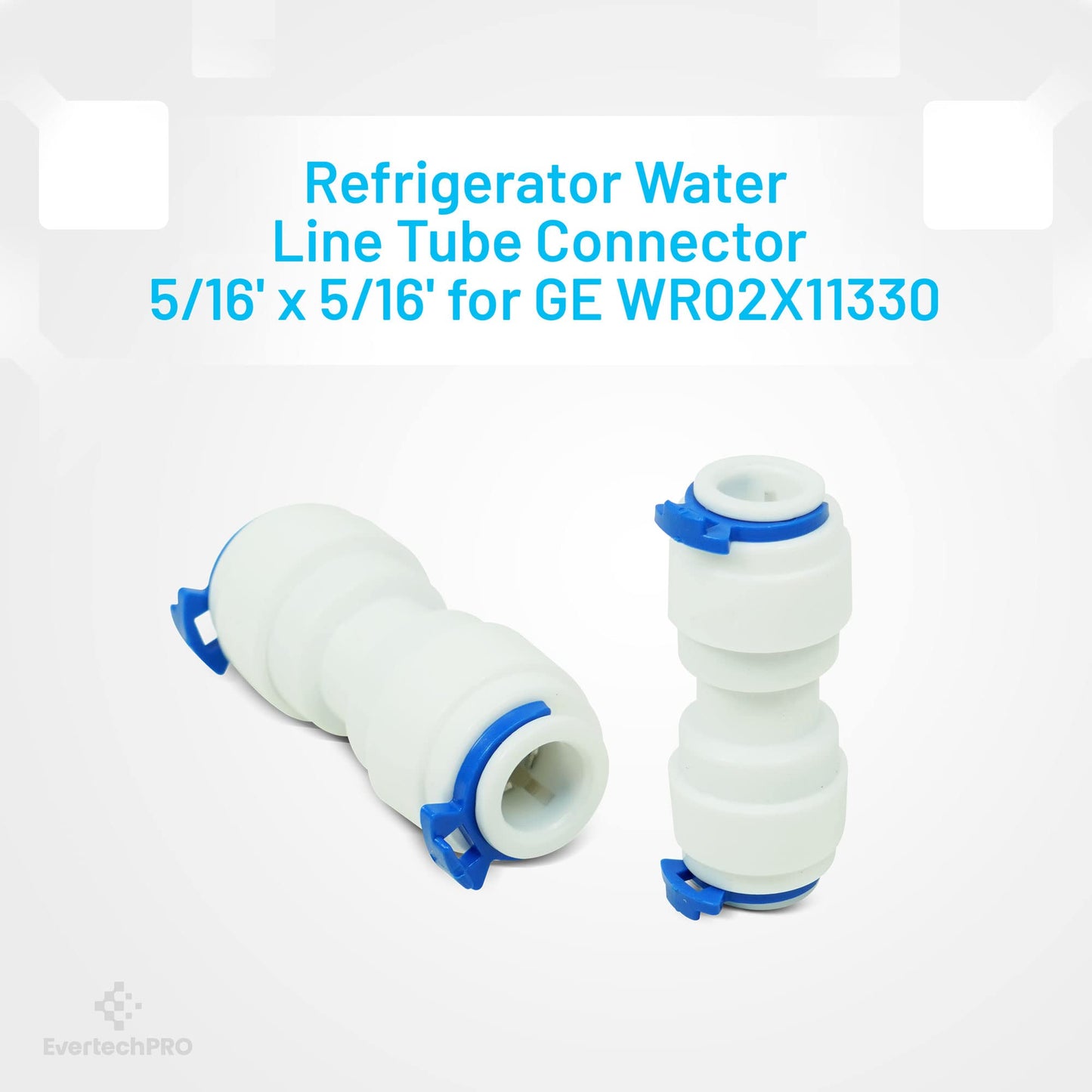 EvertechPRO WR02X11330 2 Pack Refrigerator Quick Push Connector Union Replacement for GE WR02X10471 WR2X10471 WR2X11330