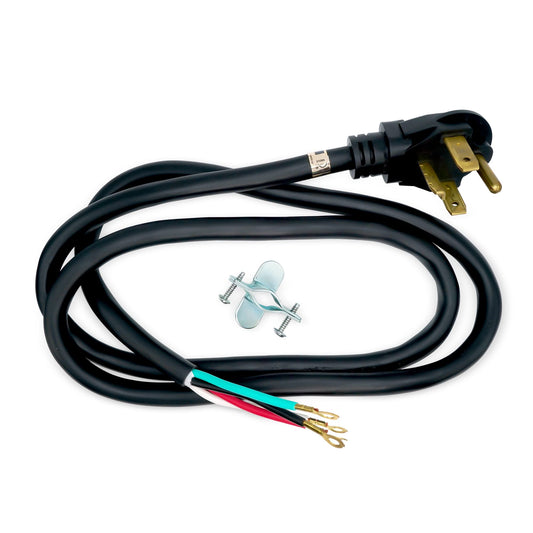 EvertechPRO 57001 4-Prong 6ft Dryer Power Cord Universal Dryer Power Cord for Freestanding Electric Dryers Rated 30A/250V with Strain Relief Connects to 4 Prong Outlets 72” Black