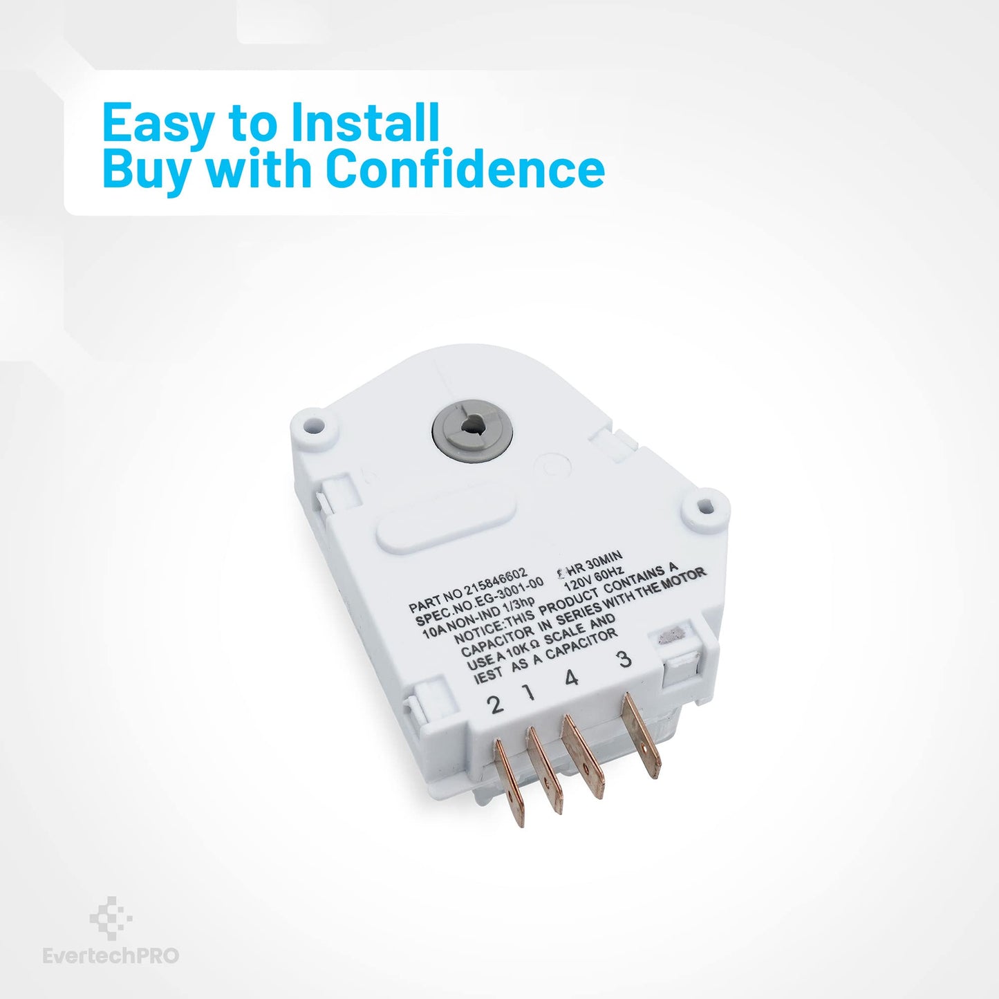 EvertechPRO Refrigerator Defrost Timer for 215846602 5304457327 5300628518 00624728 00626234