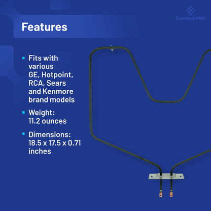 EvertechPRO WB44X5082 Oven Bake Element Replacement for GE Range 3358 8030 AH249466 EA249466