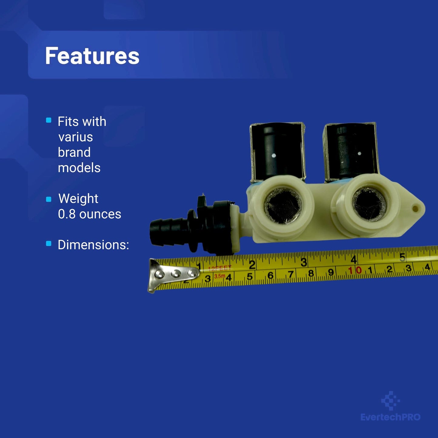 EvertechPRO 134890600 Washer Dryer Valve for Frigidaire Original Version