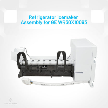 EvertechPRO Ice Maker Assembly Kit Replacement for GE WR30X10093 Refrigerator WR30X10061 WR30X10014 WR30X10012