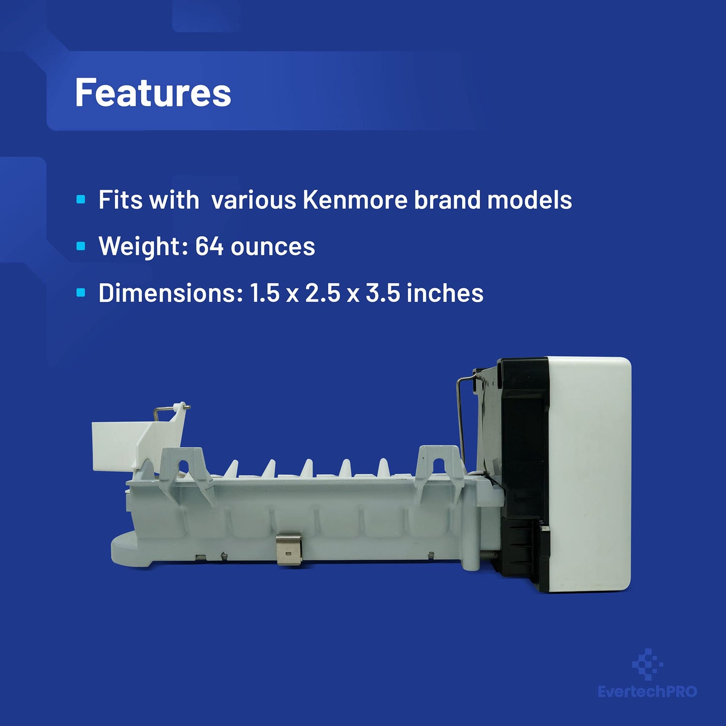 EvertechPRO 5304458371 Replacement Icemaker Replacement for Frigidaire Refrigerator 240352409 240352407 240352411 1198681