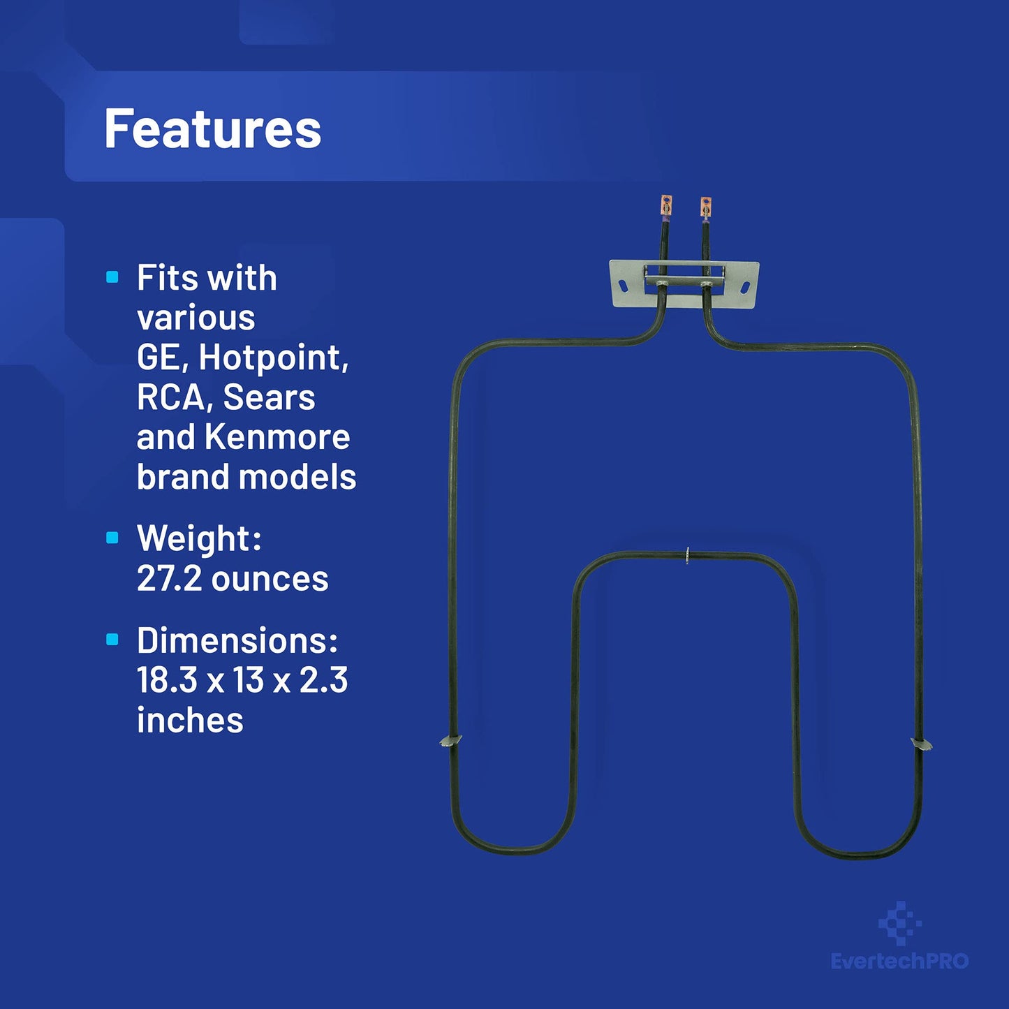 EvertechPRO WB44X200 Oven Bake Element Replacement for GE Wall Oven TJ90CH44X200 CH44X200 14200023 3267
