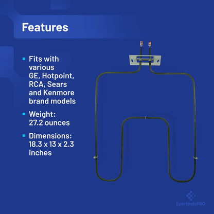 EvertechPRO WB44X200 Oven Bake Element Replacement for GE Wall Oven TJ90CH44X200 CH44X200 14200023 3267