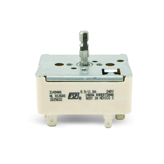 EvertechPRO WP3149400 Switch for Whirlpool Stove Parts - Durable 3148954 fits Whirlpool Infinite Switch, High Quality Range Infinite Switch, Compatible with 310180 2786 311846 311858