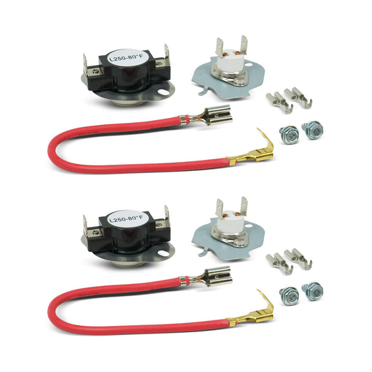 EvertechPRO 279816 Thermal Cutoff Kit Pack of 2 Replacement for Whirlpool Dryer 2651 3399848 3977393 AH334299