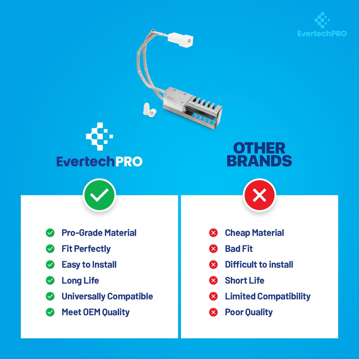 EvertechPRO 7432P136-60 31991701 Range Oven Igniter Replacement for Whirlpool 7432P131-60