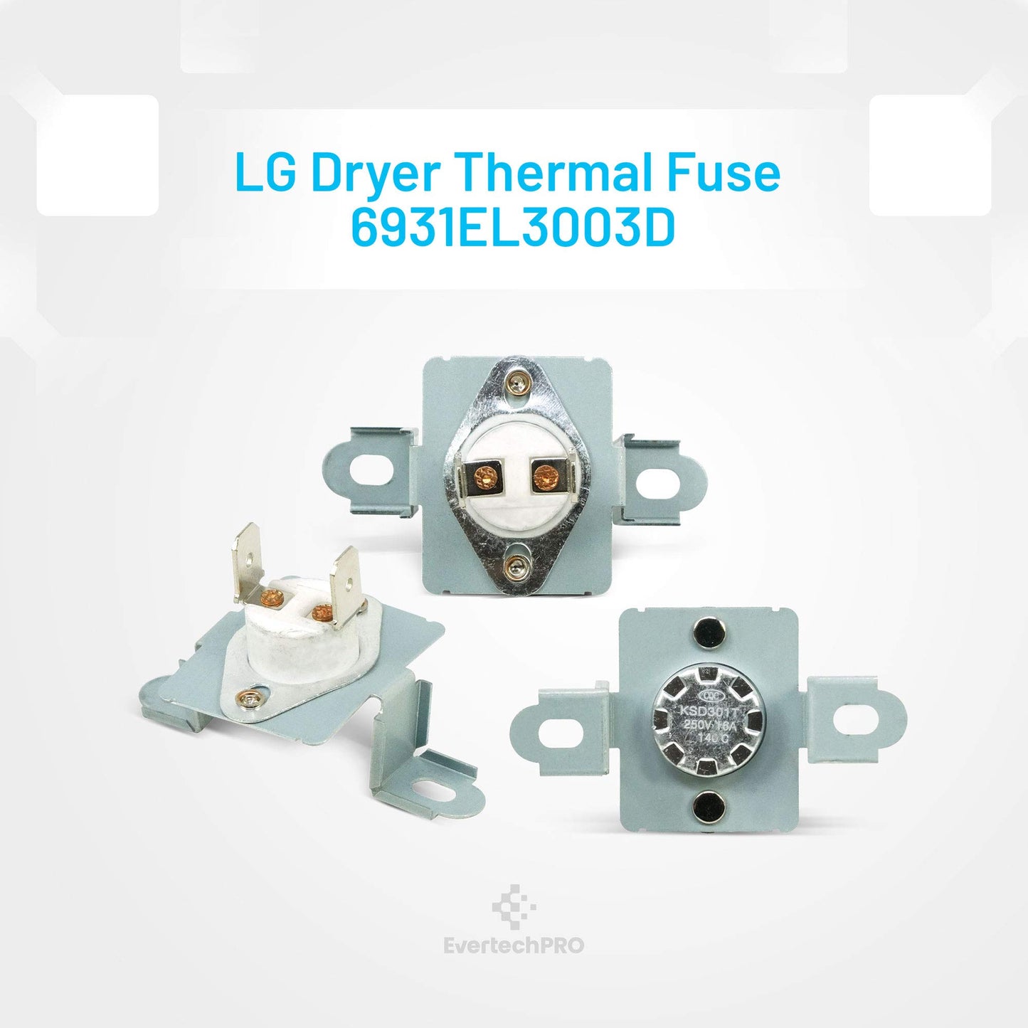 EvertechPRO 6931EL3003D Hi-Limit Thermostat Pack of 2 Replacement for LG Dryer 1268366 AH3530485 EA3530485 PS3530485