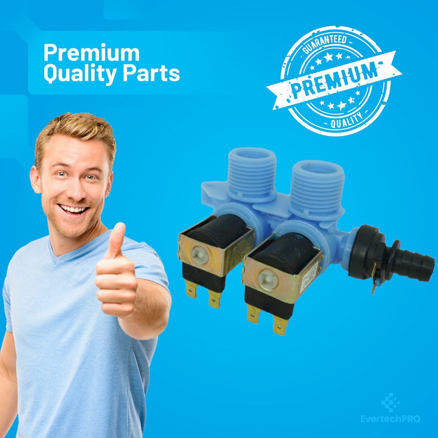 EvertechPRO 3979346 Washer Water Inlet Valve Original Version for Whirlpool 3979347 8578342 WP3979346VP