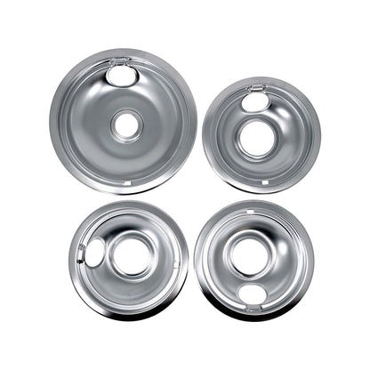 EvertechPRO 4 Pack Range Stove Top Drip Pans 3pc 6 Inch And 1pc 8 Inch Replacement for Whirlpool W10196405 W10196406 308649K 0042142 0042169 0064676