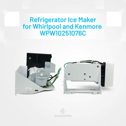EvertechPRO W10251076 Icemaker Replacement for Whirlpool Refrigerator 1871559 AH2579400 EA2579400 PS2579400