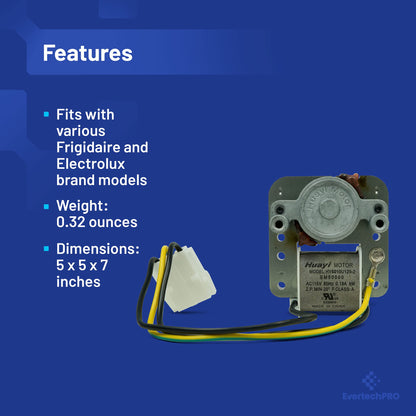 EvertechPRO Refrigerator Motor Replacement for Frigidaire GE 297250000 WR60X10066 WR60X10120 216914200 216934100 1483843 297309000