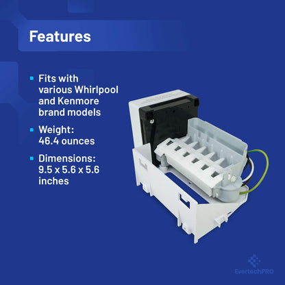 EvertechPRO W10251076 Icemaker Replacement for Whirlpool Refrigerator 1871559 AH2579400 EA2579400 PS2579400