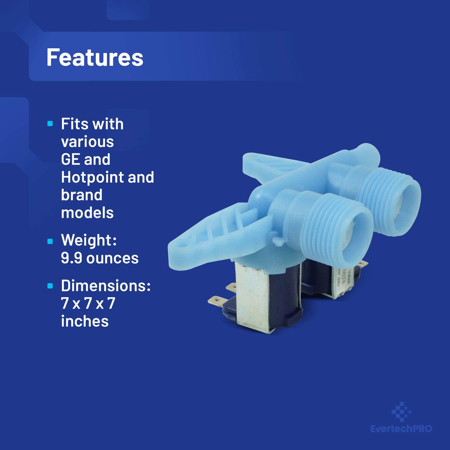 EvertechPRO WH13X10024 Washer Water Inlet Valve Replacement for GE Washer WH13X86 1159233 AH1155105 EA1155105