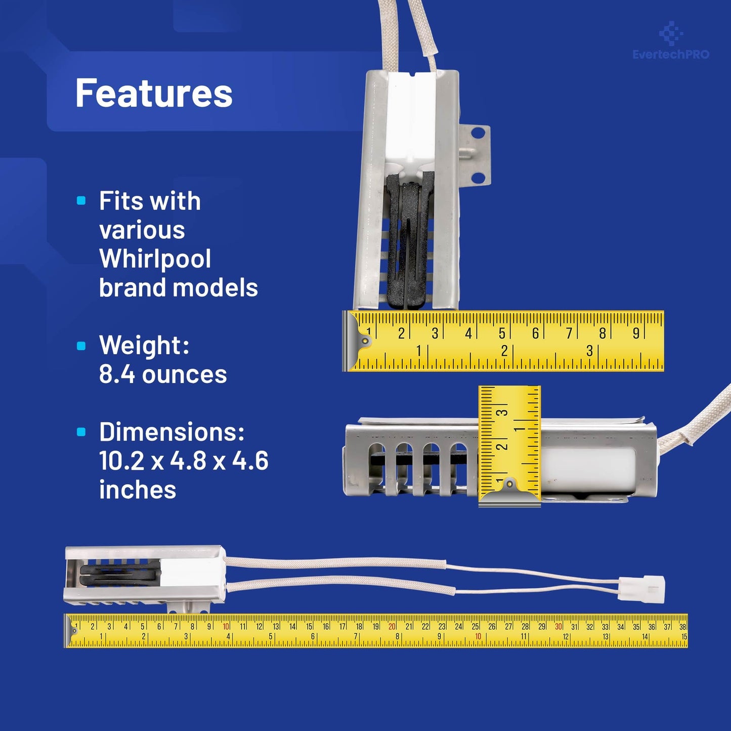 EvertechPRO 3186491 Range Oven Igniter Replacement for Whirlpool WP3186491 W10918546 W10140611 3186491