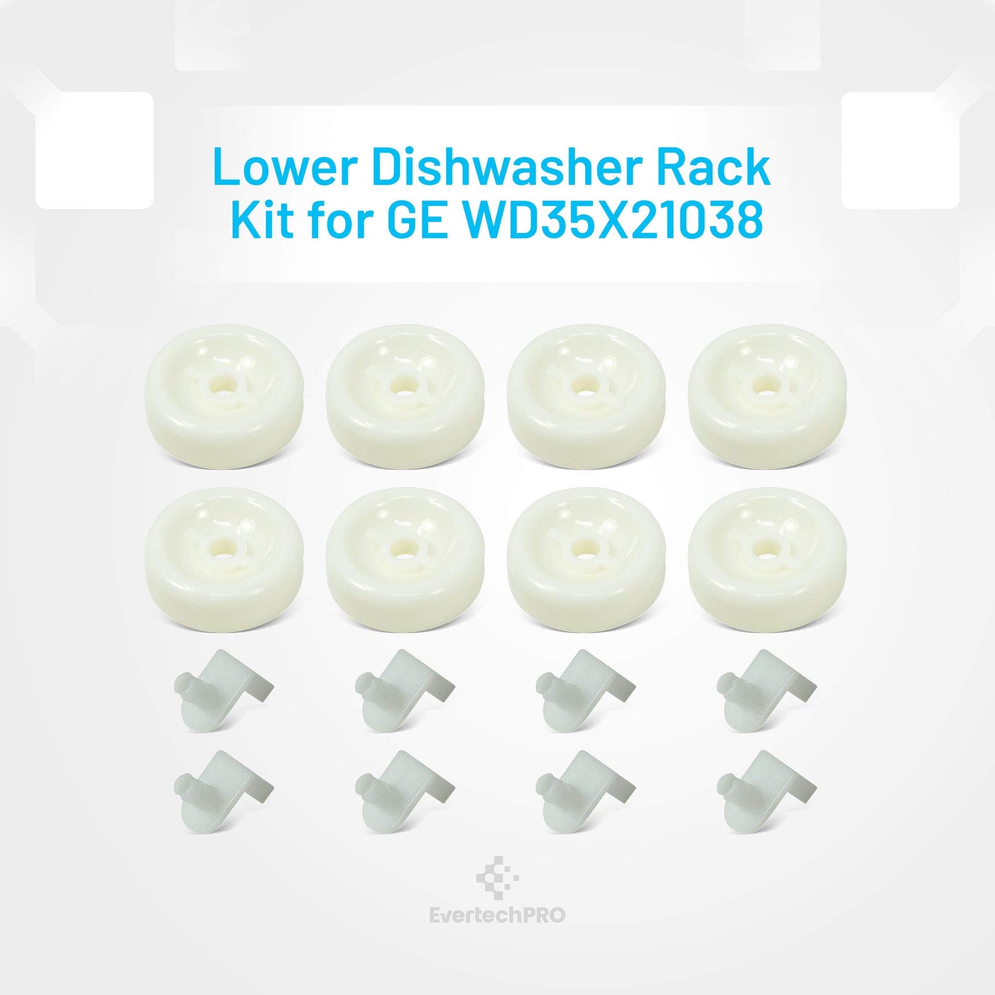 EvertechPRO WD35X21038 Lower Rack Wheel Kit Replacement for GE Appliance
