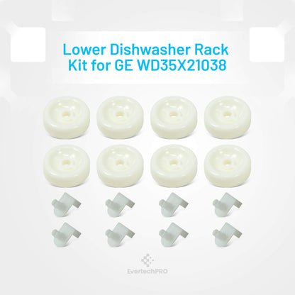 EvertechPRO WD35X21038 Lower Rack Wheel Kit Replacement for GE Appliance