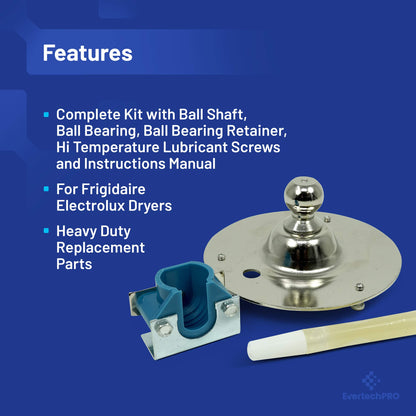 EvertechPRO 5303281153 Rear Drum Bearing Kit Replacement for Frigidaire Dryer 1851 3281153 5304459240 85-852