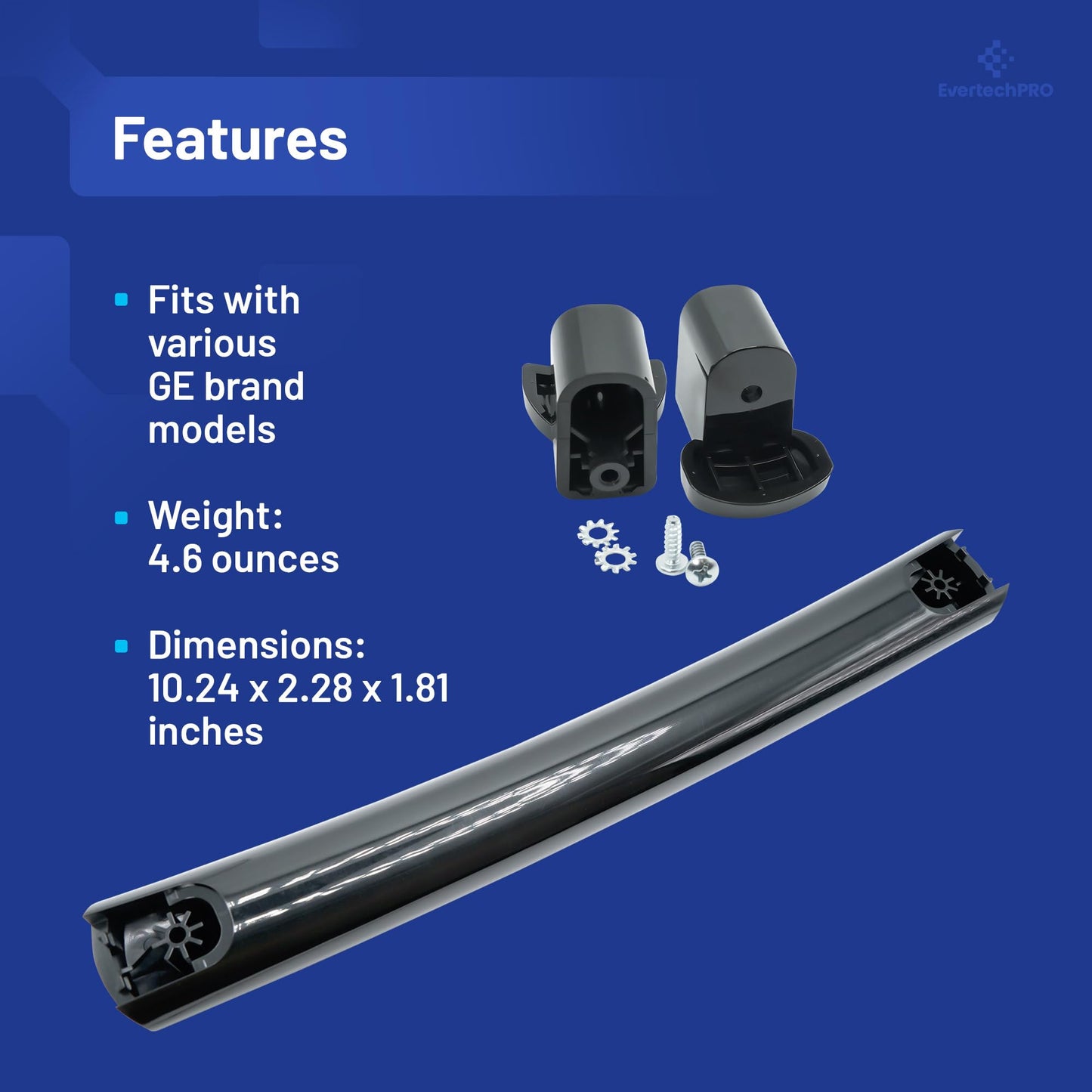 EvertechPRO WB15X10275 Black handle kit with 2 WB06X10939 and Hardware Replacement for GE Microwave