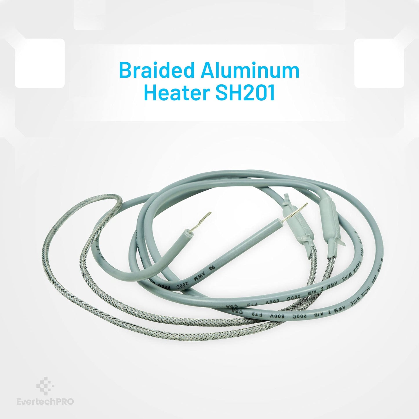 EvertechPRO SH201 Braided Aluminum Heater Size 18 inch Leads 23 inch Watts 15W Volts 115V