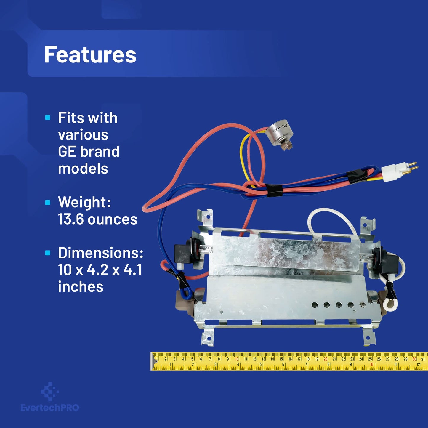 EvertechPRO WR51X442 Defrost Heater Replacement for GE Refrigerator WR51X0342 WR51X0371 WR51X0442 WR51X0463 WR51X342 WR51X371 WR51X442 WR51X463