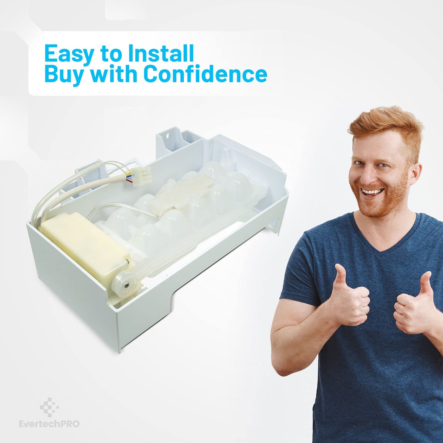 EvertechPRO Refrigerator Ice Maker Replacement for Whirlpool W10873791 PS11738120 W10760070 W10847507 W10873791VP