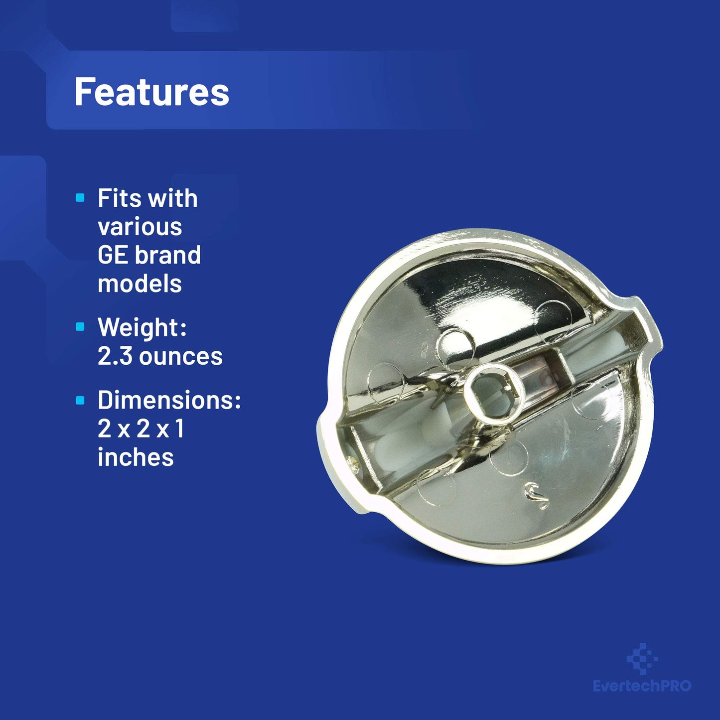 EvertechPRO WB03T10284 Knob Infinite (Ss) Replacement for GE Range 1373043 AH2321076 EA2321076 PS2321076