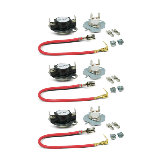 EvertechPRO 279816 Thermal Cutoff Kit Pack of 3 Replacement for Whirlpool Dryer 2651 3399848 3977393 AH334299
