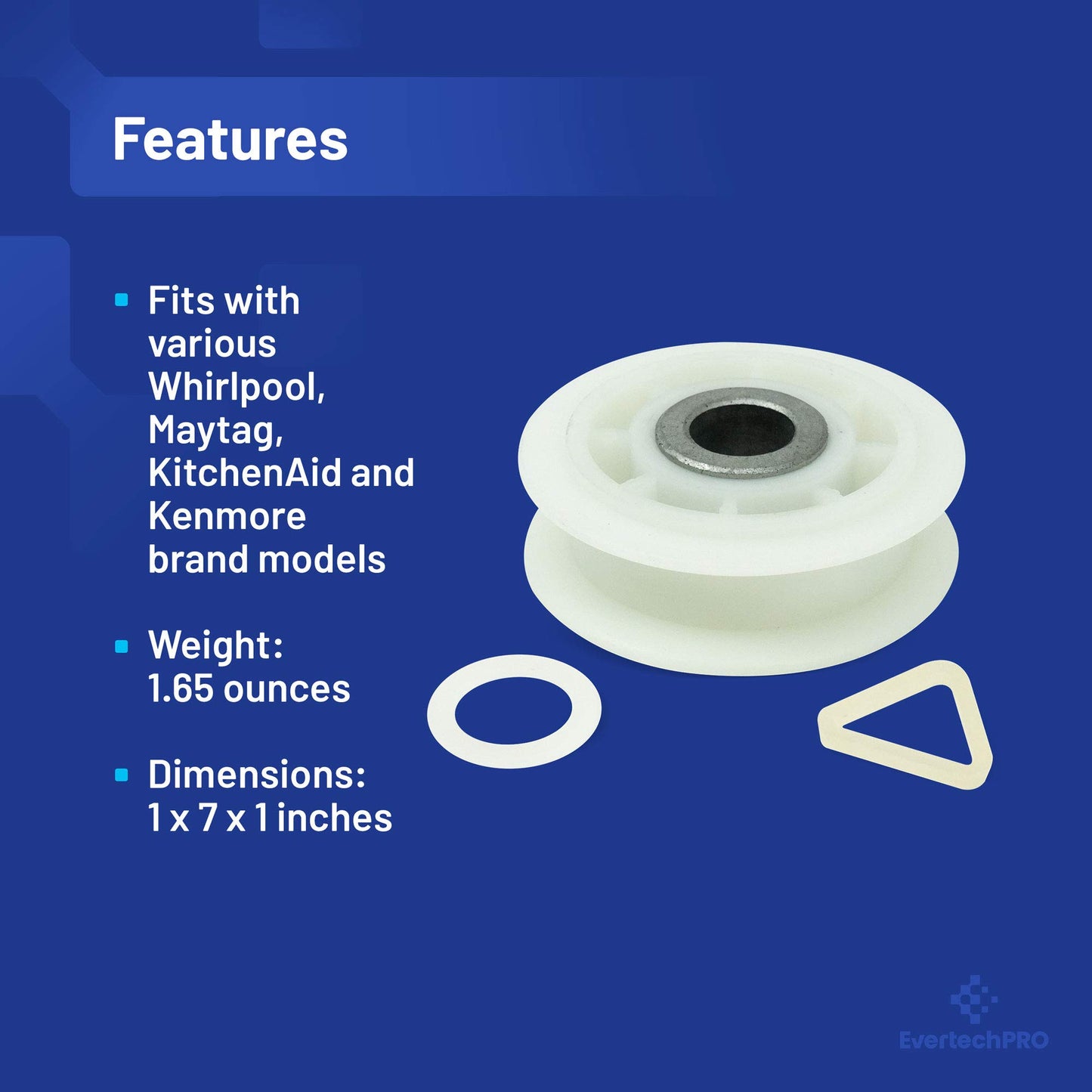 EvertechPRO 279640 Idler Pulley Replacement for Whirlpool Dryer 2958 3388672 697692 AH334244