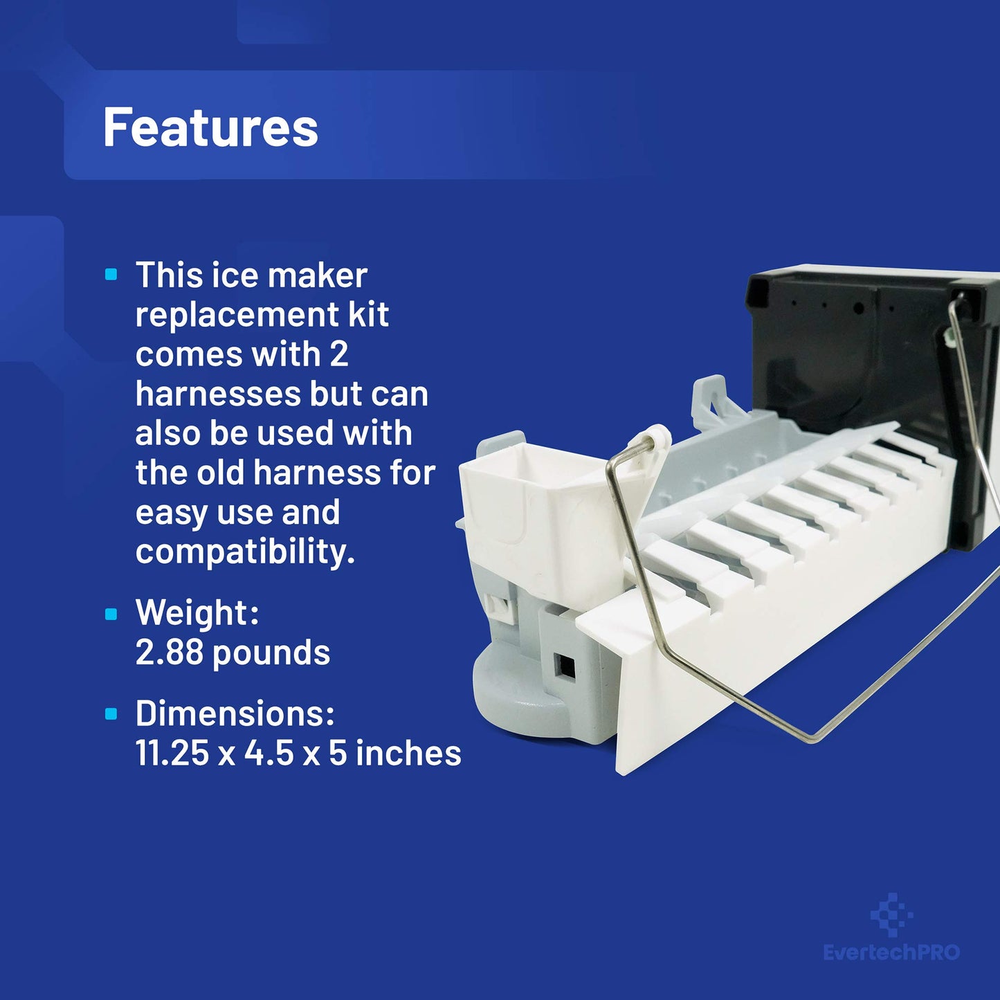 EvertechPRO 5303918277 Replacement Icemaker Replacement for Frigidaire Refrigerator 218226700 218699501 218713500 240352401