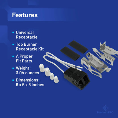 EvertechPRO 5303935058 Top Burner Receptacle Kit Replacement for Whirlpool Range 0089336 0009336 0042147 0042153