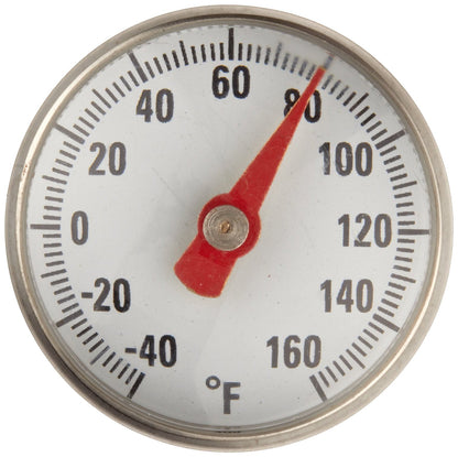 Supco ST01 Stainless Steel Pocket Dial Thermometer, 5" Stem, 1" Dial, -40 to 160 Degrees F