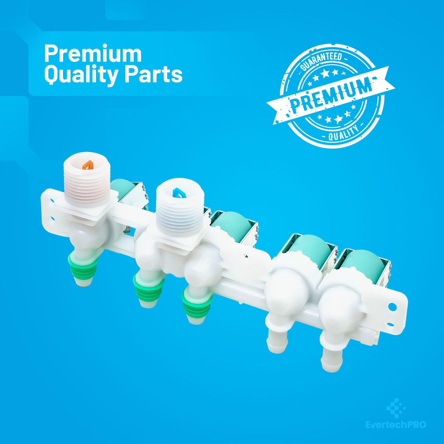 EvertechPRO DC97-15459G Fits Samsung Washer Parts - High Quality Compatible With Samsung Washer Water Inlet Valve, WA50M7450AW, Easy Installation, 2 Threaded Ports for Hot & Cold Water