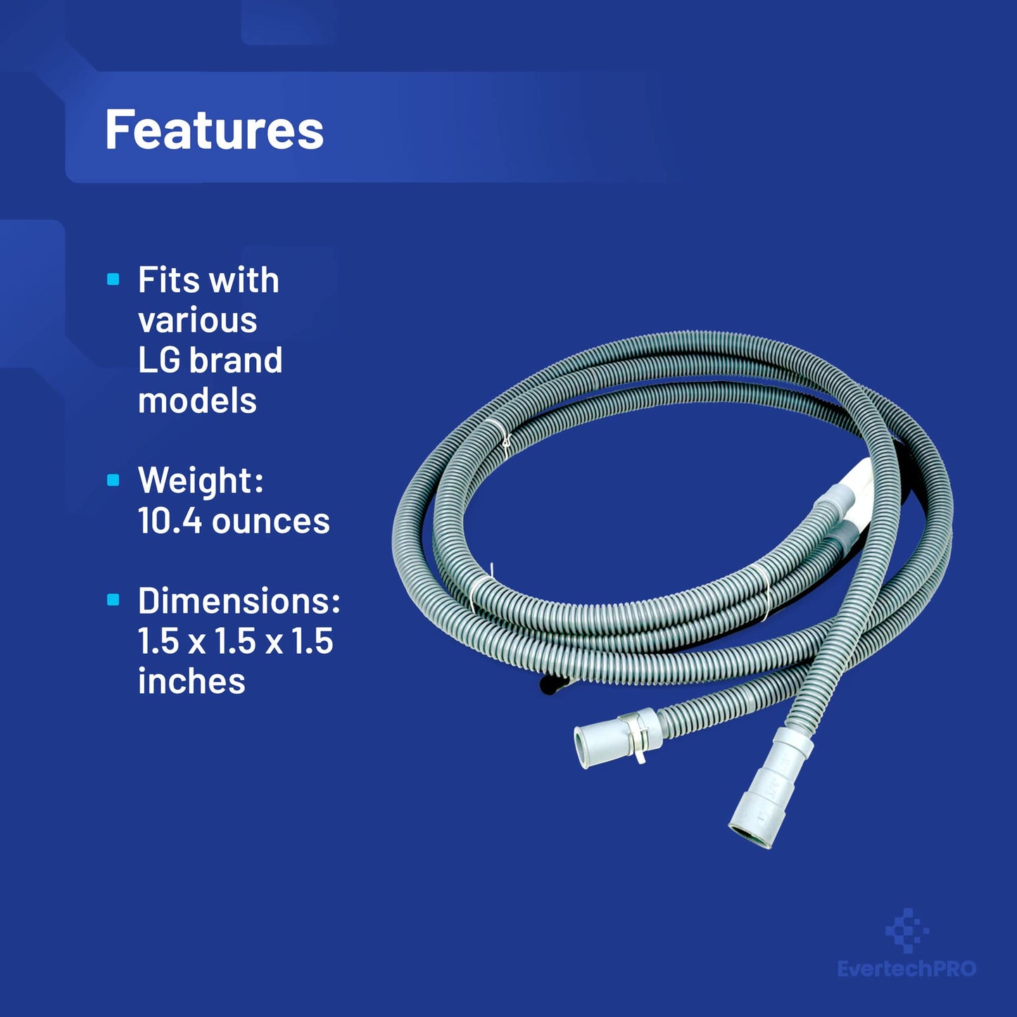 EvertechPRO AEM69493808 Drain Hose for LG Dishwasher AEM69493805