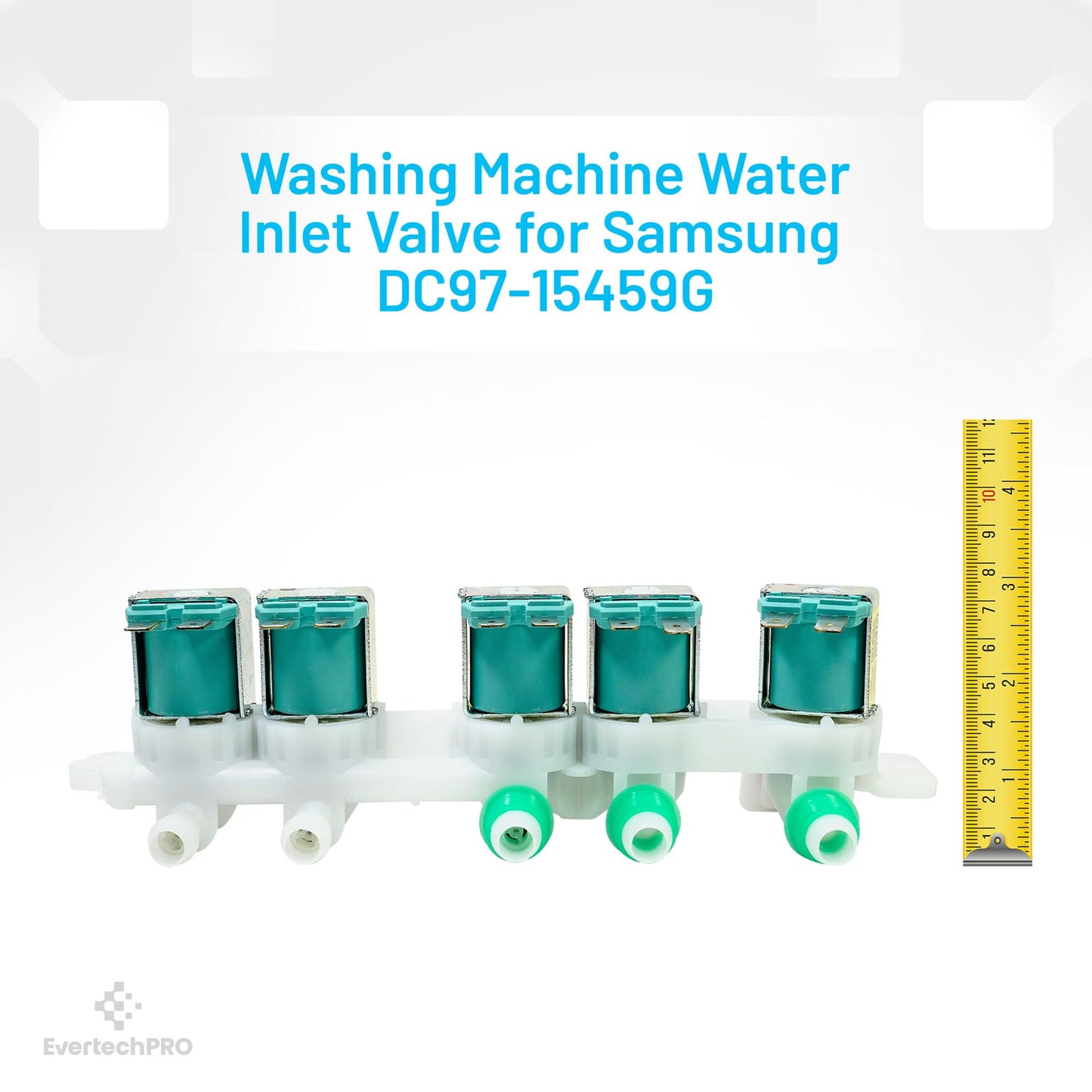 EvertechPRO DC97-15459G Fits Samsung Washer Parts - High Quality Compatible With Samsung Washer Water Inlet Valve, WA50M7450AW, Easy Installation, 2 Threaded Ports for Hot & Cold Water