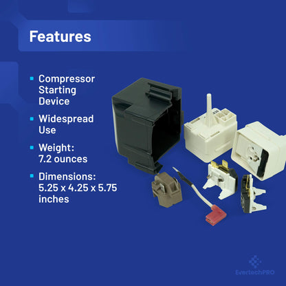 EvertechPRO 8201786 Start-Dev Compressor Replacement for Whirlpool Refrigerator 2188830 8201532 8201531 1177466