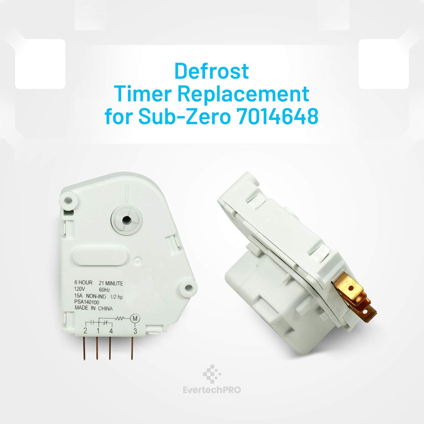 EvertechPRO 7014648 Defrost Timer Replacement for Sub Zero Refrigerator 3081050 3-08-105-0