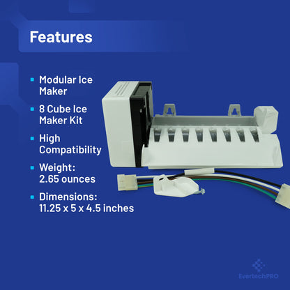 EvertechPRO 2198597 Icemaker Replacement for Whirlpool Refrigerator W10122502 626663 1016069 2198678