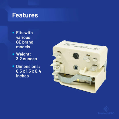 EvertechPRO Range Infinite Control Switch Replacement for GE WB24T10029 769696 AH236754 EA236754 PS236754
