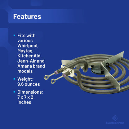 EvertechPRO MP15YA Burner Element Replacement for Whirlpool Range 660532 316439801
