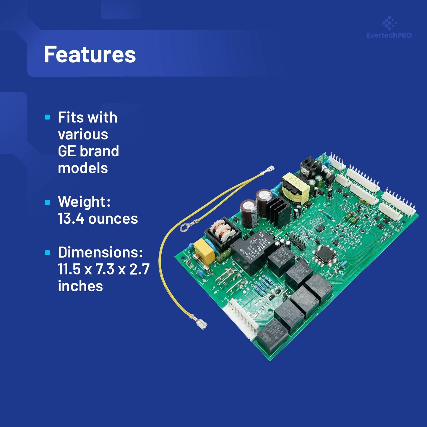 EvertechPRO WR55X10942C Refrigerator Main Control Board Replacement for GE WR55X10942 WR55X10335 WR55X10151 1531075