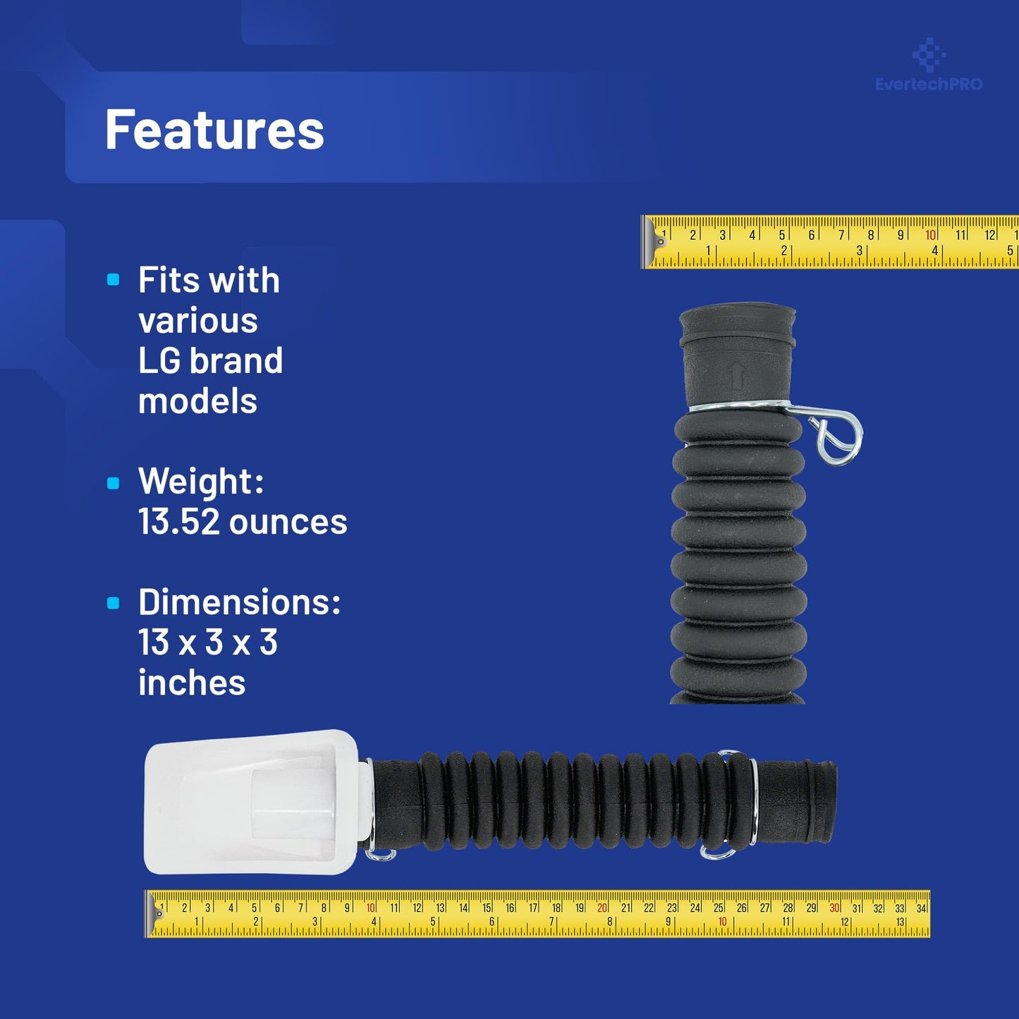 EvertechPRO 5215EA3003A Hose Assembly Connector Replacement for LG Washer 1344934 AH3527317 EA3527317 PS3527317