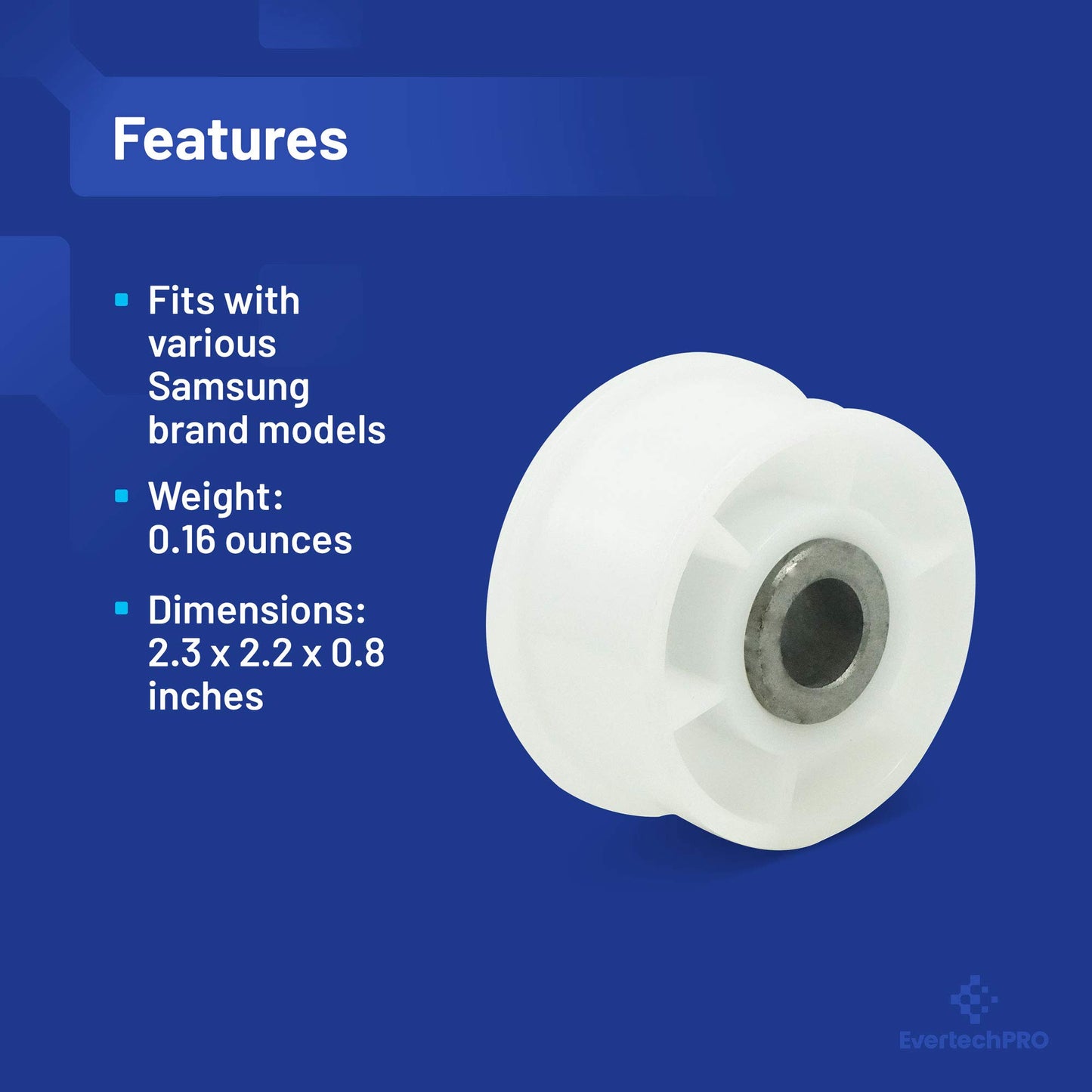 EvertechPRO DC97-07509B Idler Wheel Replacement for Samsung Dryer 2075486 DC66-00402A