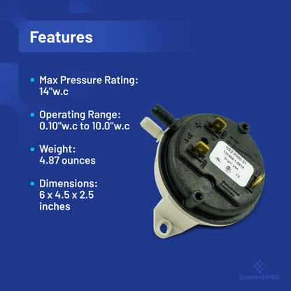 EvertechPRO NS2000031 Universal Pressure Switch -40°F to 190°F (-40°C to 88°C) 100,000 Cycles