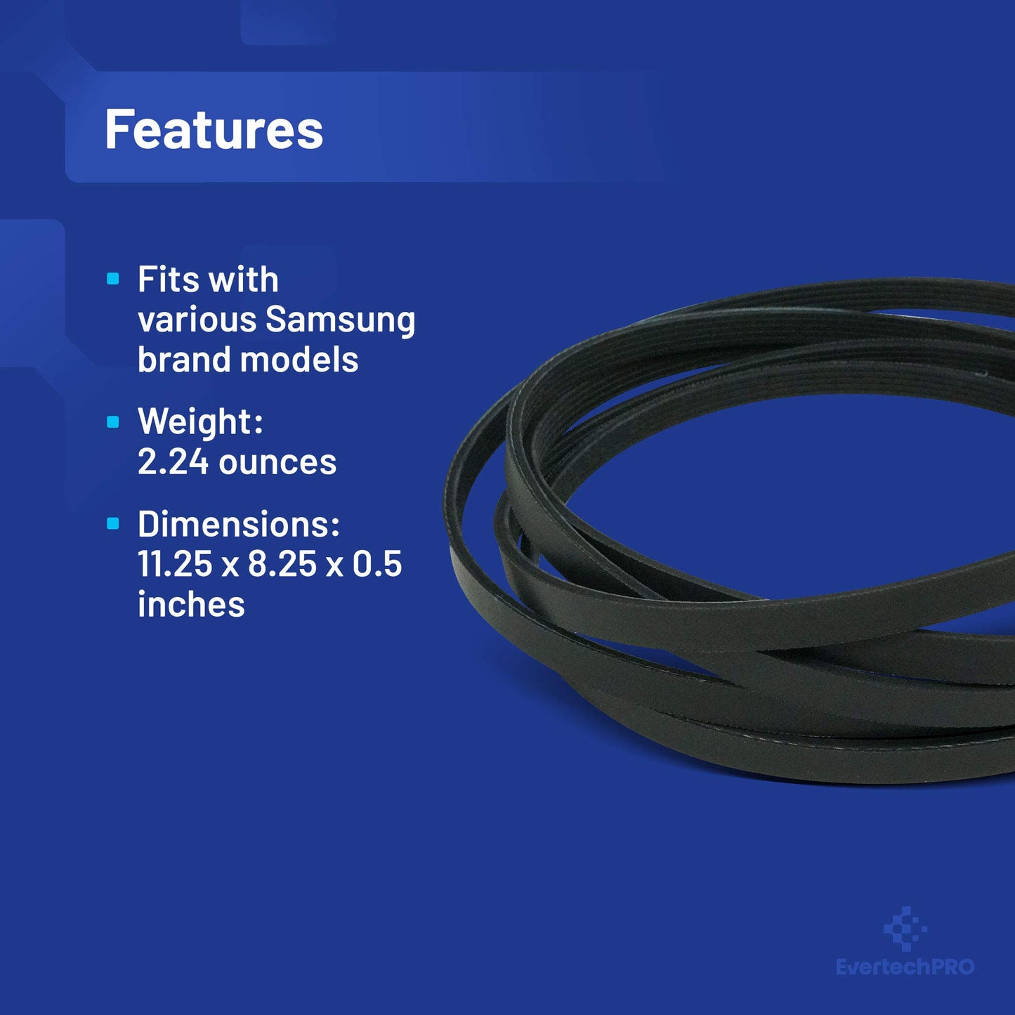 EvertechPRO 6602-001655 Dryer Drum Belt Replacement for Samsung Appliance 6602-001314